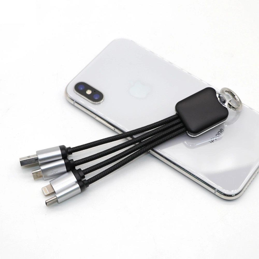 Keyring 3 in 1 Fast Charging USB Cable with Lighting Logo