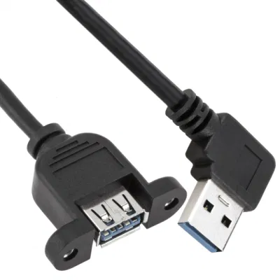 Câble de chargeur de données USB, vente en gros d'usine, un mâle coudé vers une femelle pour panneau, 5Gbps, 1m